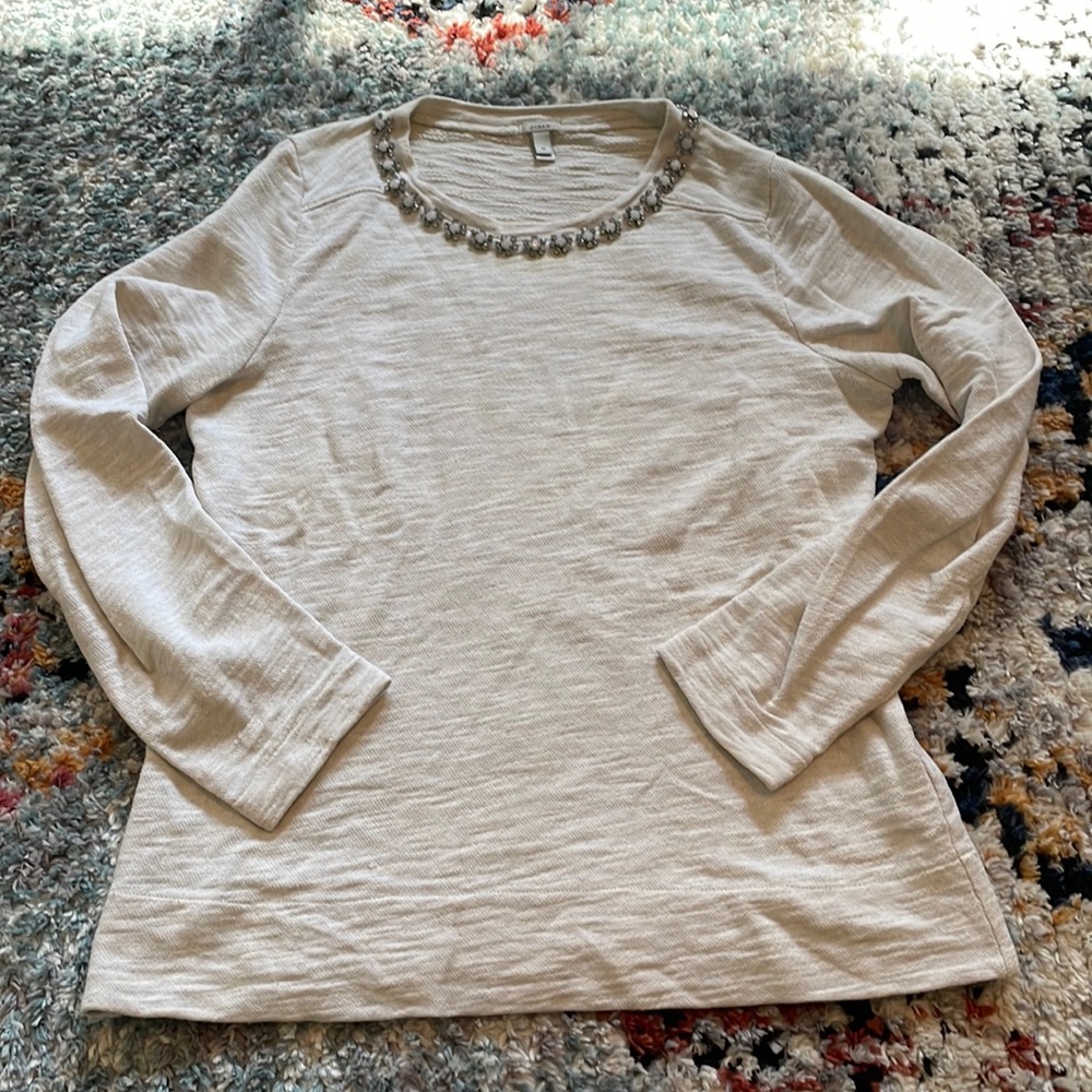 J Crew jewelled embellished cotton sweater pullover jumper